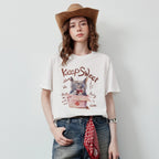 Cat Graphic Crewneck Tee