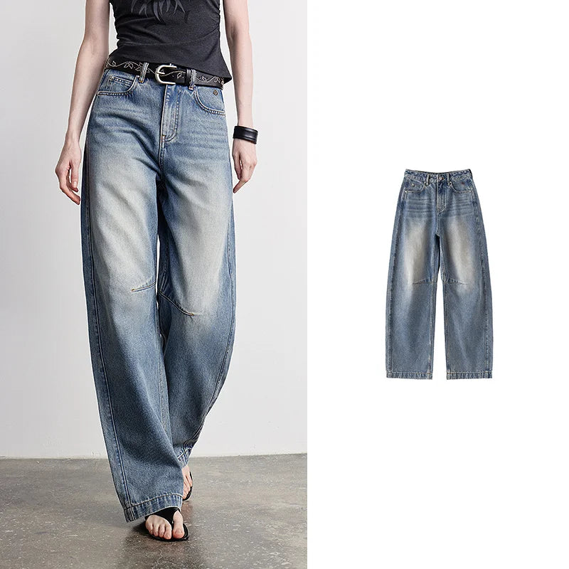 Seamed Barrel-Leg Jeans
