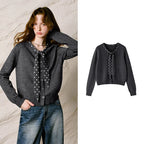 Tie-Neck Knit Cardigan