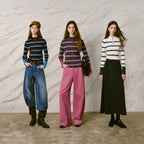 Striped Button-Neck Sweater