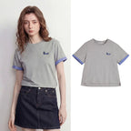 Dog-Motif Contrast-Cuff Tee