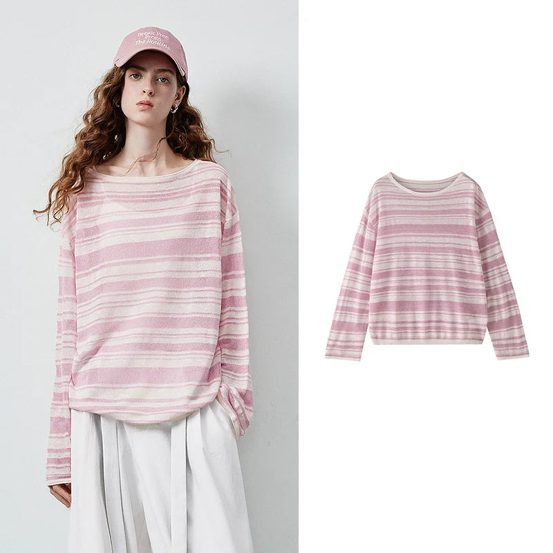 Striped Long-Sleeve Knit Top