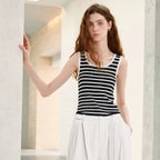 Striped Scoop-Neck Knit Tank