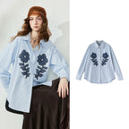 Floral Patch Striped Shirt