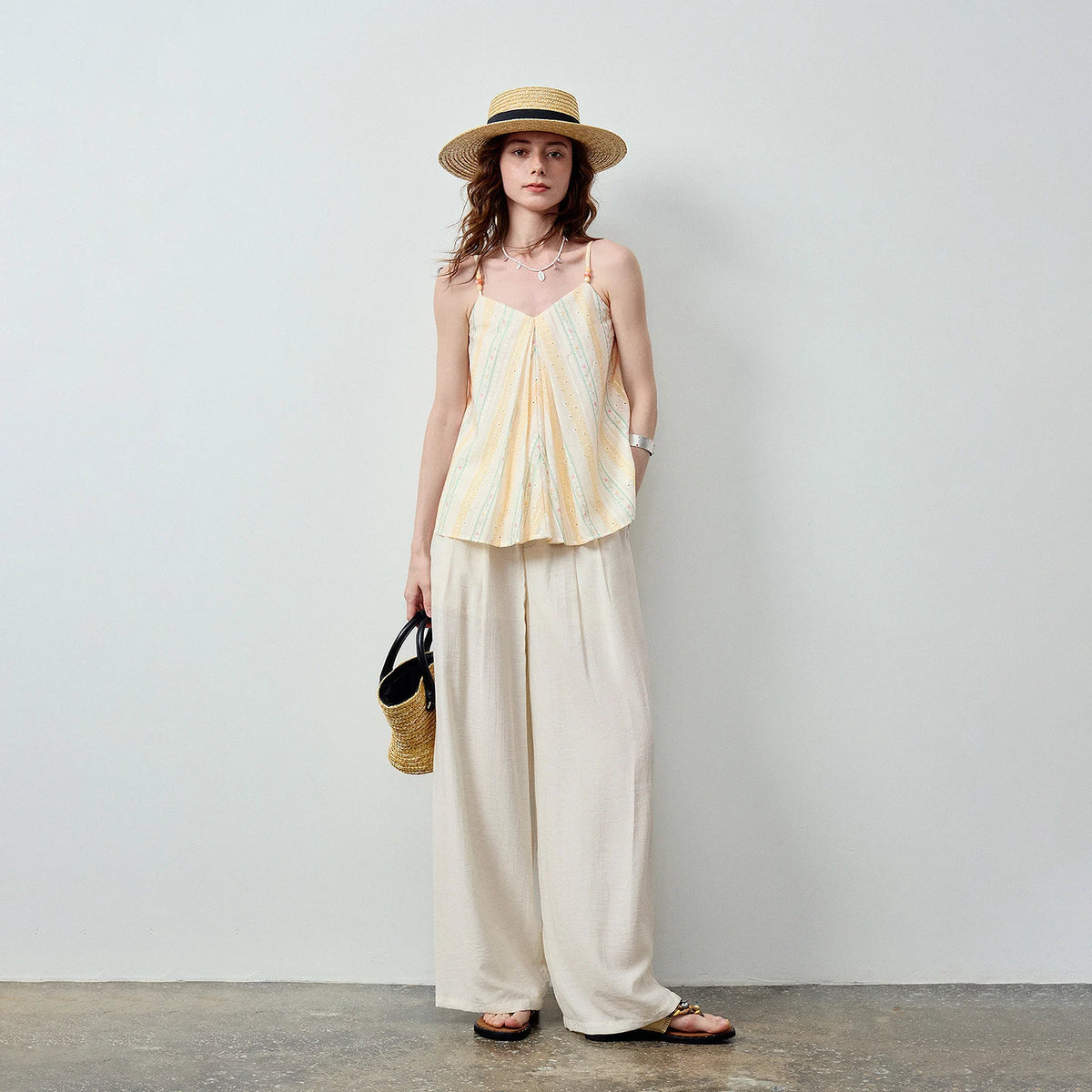 Striped Pleated Camisole