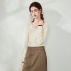 Contrast-Trim Scoop-Neck Knit Top