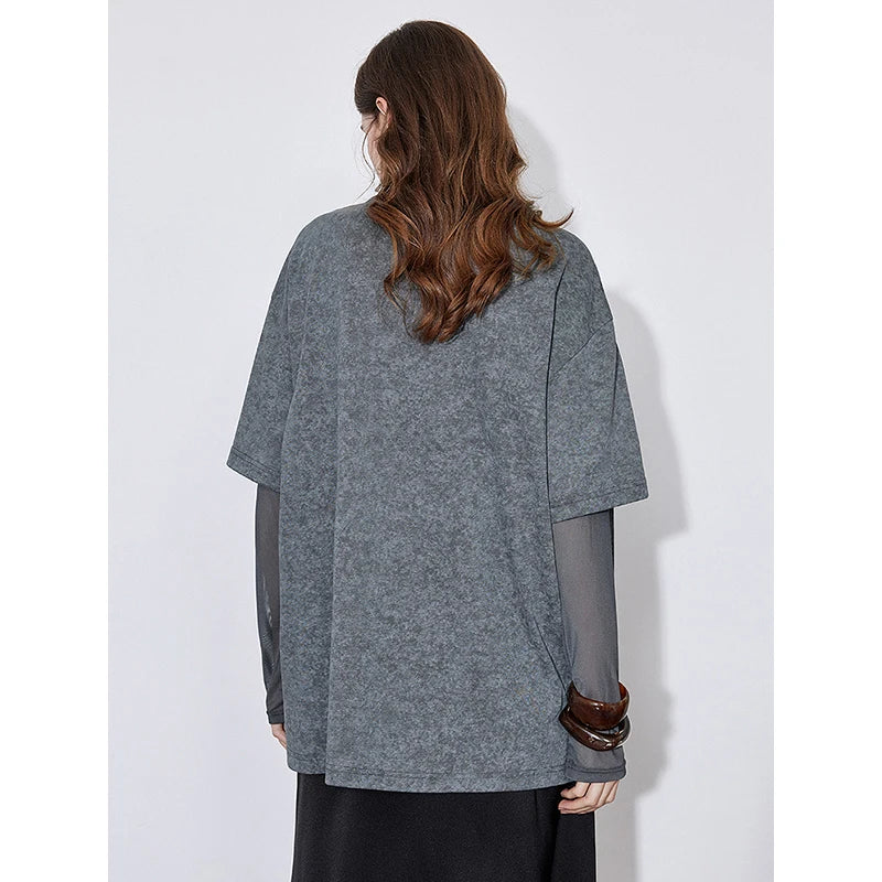 Layered-Look Crewneck Long-Sleeve Top