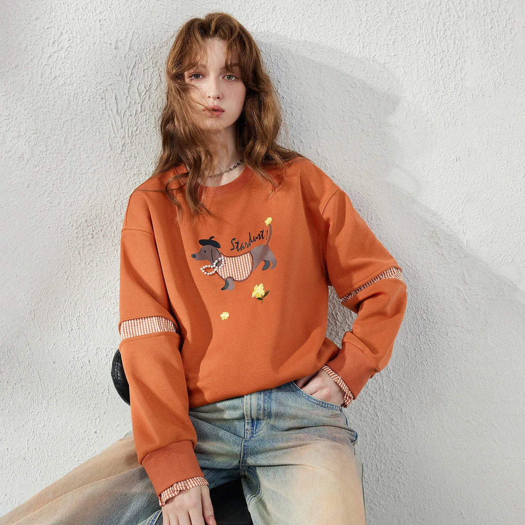 Dog Graphic Layered-Look Sweatshirt