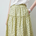 Polka-Dot Gathered Midi Skirt