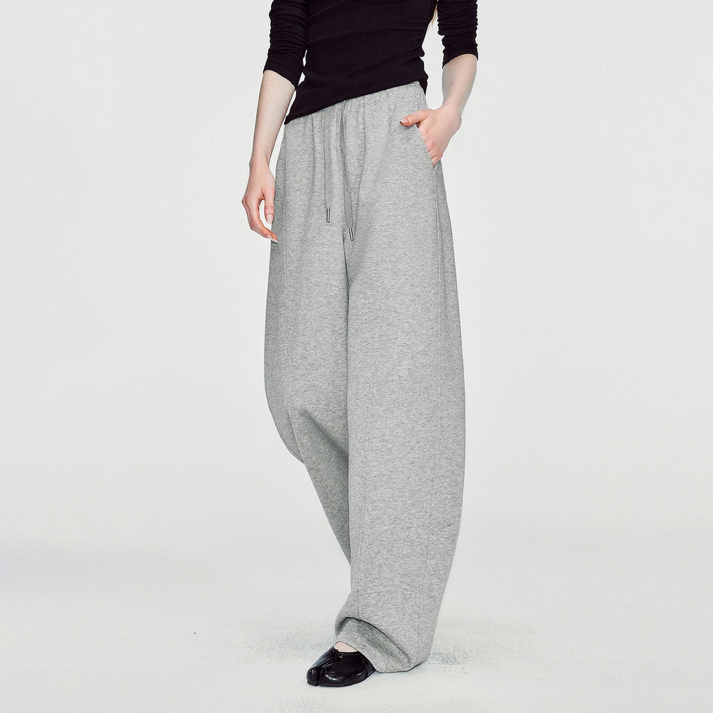 Curved-Seam Wide-Leg Sweatpants
