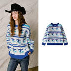 Floral Striped Knit Sweater