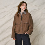 Plaid-Collar Utility Jacket