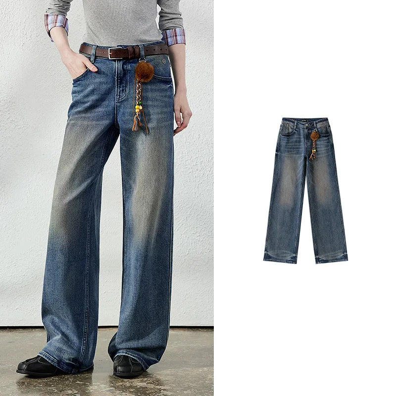 Washed Wide-Leg Jeans