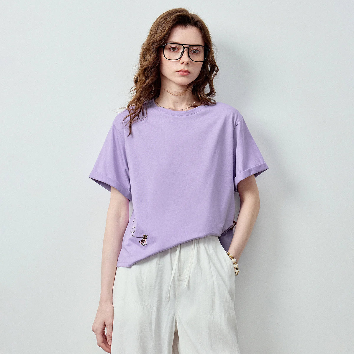 Motif-Detail Relaxed Crewneck Tee