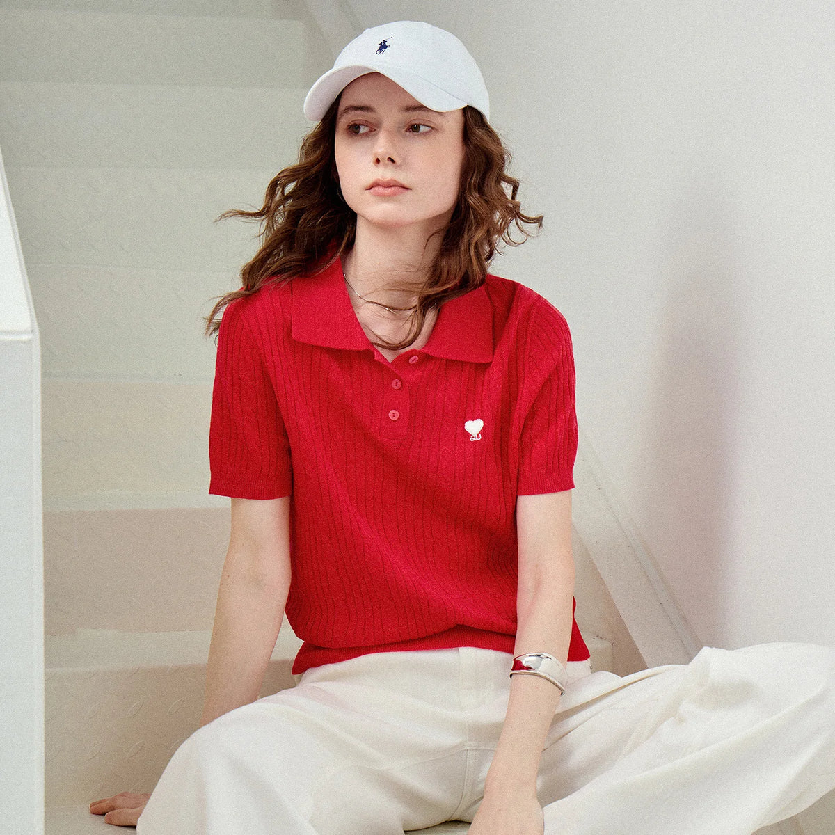 Cable-Knit Short-Sleeve Polo