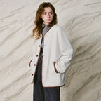 Contrast-Trim Button-Front Jacket