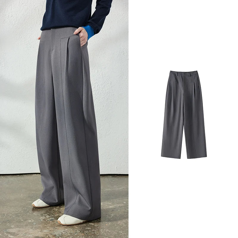 Pleated Tailored Wide-Leg Pants