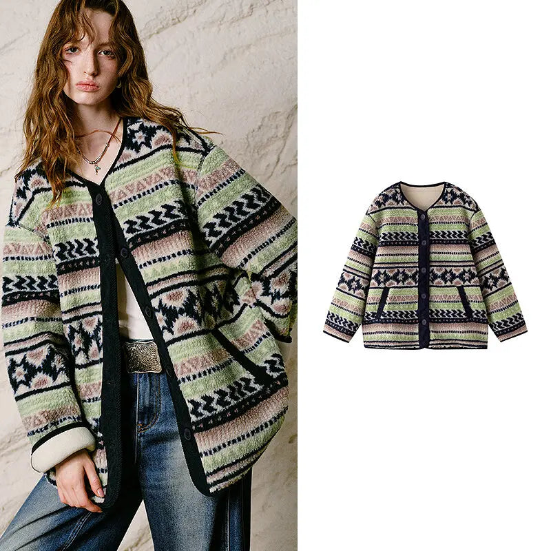 Fair Isle Button-Front Jacket