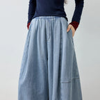 Elastic-Waist Cropped Wide-Leg Jeans