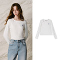Chest-Motif Long-Sleeve Crewneck Tee